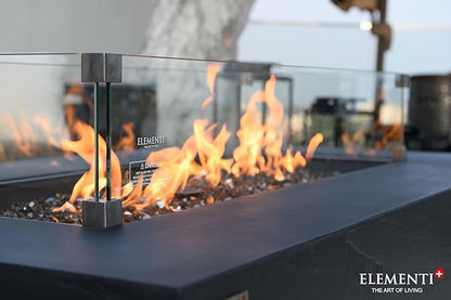 All Fire Table Pit Wind Screens and Stainless Steel Buner Lid from ELEMENTI | ELEMENTI Plus and MODENO (Wind Screens, Rectangular 40.4" × 15.2" WS - 021)