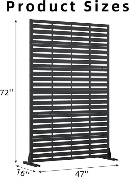 Casaphoria Metal Privacy Screen Outdoor, 72" H x 47" W Freestanding Decorative Privacy Screen for Patio Deck Balcony Garden with Stable Base, Black Adrian