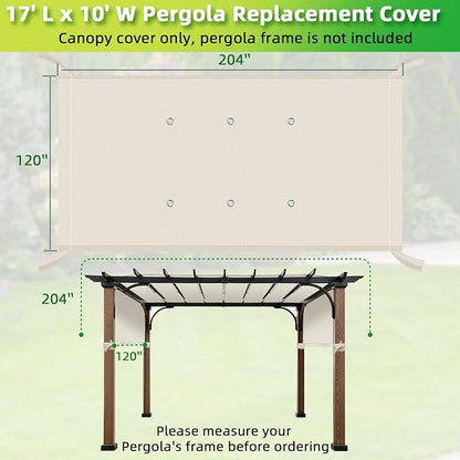 NOVINO Pergola Replacement Canopy, 17x10ft Waterproof Pergola Shade Cover | - Image 2