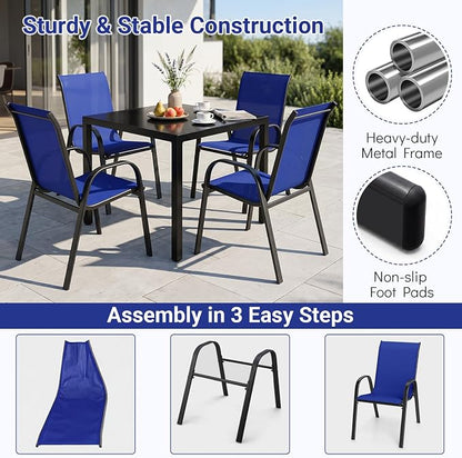 Tangkula Stackable Patio Dining Chairs Set of 4, Outdoor Armchairs - Image 8