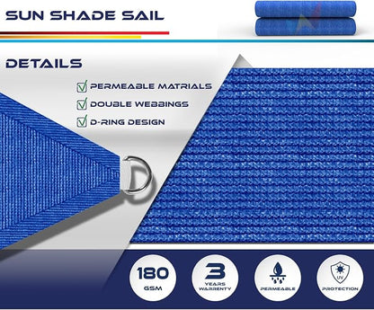 WINDSCREEN4LESS 8' x 8' x 8' Sun Shade Sail UV Block Fabric Canopy in Blue - Image 3