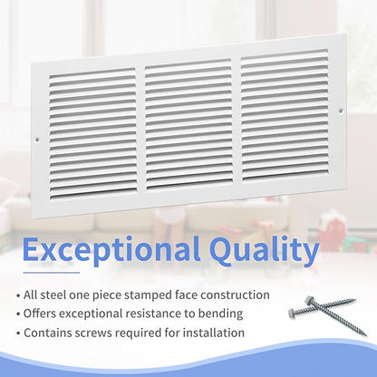 18"W x 8"H [Duct Opening Size] Steel Return Air Grille, Air Return Vent Cover for Ceiling and Sidewall - HVAC Air Vent Covers - [Outer Dimensions: 19.75"W x 9.75"H]