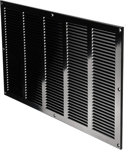 Repa Market Air Vent Cover 20x12 Inch (Outer Dimensions) Black Galvanized Steel Louvered Grill Cover with Mesh Screen/Wall or Ceiling Vent/HVAC Register for Indoor and Outdoor Ventilation