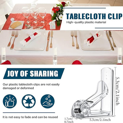 Jetec 48 Pieces Clear Tablecloth Clips Plastic Loaded Table Cover Holder Clamps Table Linen Clips for Christmas Birthday Camping Picnic Wedding Restaurant Outdoor Hosting Essentials