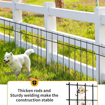 Adavin Small or Medium Animal Barrier Fence, 15 Pack Black 20 In(L)X12 In(H) Dog Digging Fence Barrier, Dog Rabbit Fences Protector,Outdoor Pet Metal Fences Panel Ground Stakes for Yard.Total 25 Ft(L)