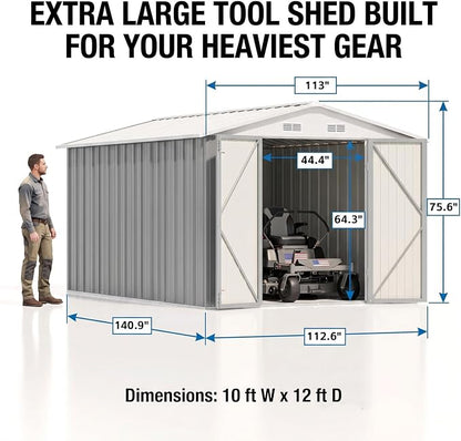 Devoko 8x12 FT Outdoor Storage Shed, Metal Tool Shed - Image 2