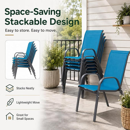 Majnesvon Outdoor Patio Chairs Set of 8, Stackable Patio Chairs, Front Porch - Image 5