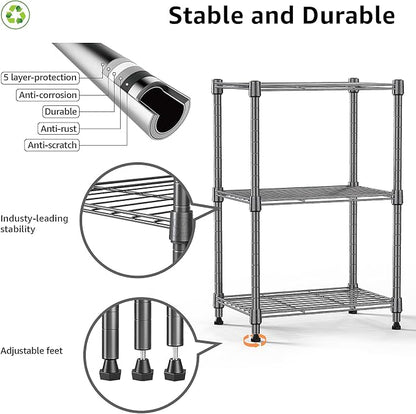 M MZG 450 lbs Steel Storage Shelving 3-Tier Utility Shelving Unit Steel - Image 8
