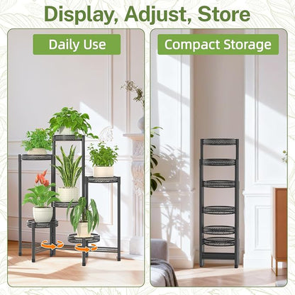 iDavosic.ly Plant Stand Indoor Outdoor, 6 Tier Iron Corner Shelf, Folding Multi - Image 9