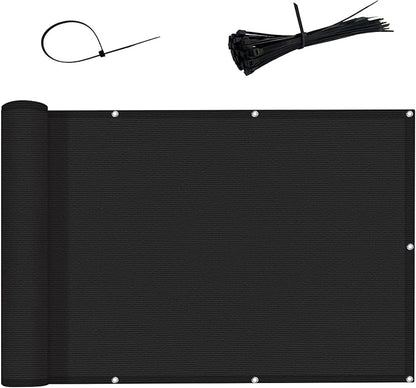 LOVE STORY 3'x6' Black Balcony Screen Privacy Fence Cover UV Protection (HDPE) Weather-Resistant 3 FT Height Shield for Deck, Patio, Backyard, Outdoor Pool, Porch, Railing
