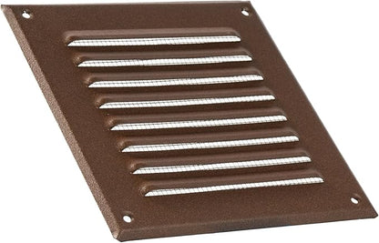 Vent Systems - 5 x 5 Inch (Inner) Pack of 2 Brown Metal Square Soffit Air Vent Grille Cover, Register Vent Deflector Louver Built-in Mesh HVAC for Bathroom Home Office Kitchen 6.5" x 6.5" (Outer)