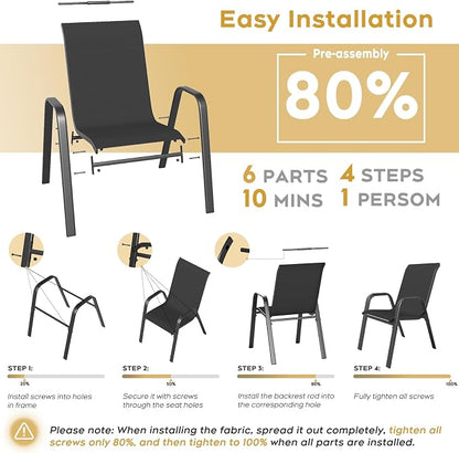 Patio Dining Chairs Set of 6 Outdoor Stackable Dining Chairs - Image 6