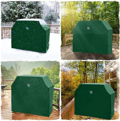 RUGGED RHINO 58 Inch Heavy Duty Grill Cover for Outdoor Grills, All Season Three Layer Waterproof UV Resistant Windproof Gas BBQ Covers, Compatible for Weber Char-Broil Pit Boss Traeger and More Green
