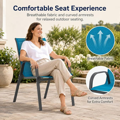 Patio Chairs Set of 4, Stacking Patio Chairs - Image 7