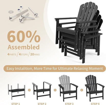 Oversized Stackable Adirondack Chair Set of 6, HDPE Fire Pit Chair | All-Weather - Image 8