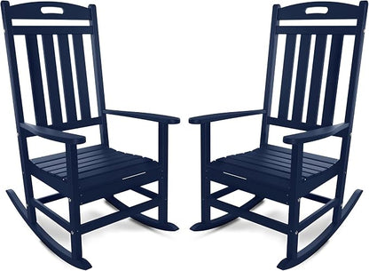 Outdoor Rocking Chair Set of 2, All-Weather Resistant Poly Lumber Rocker Chair by Adiromoti