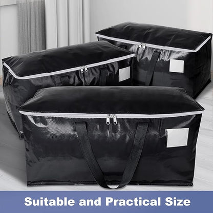 StorageRight Heavy Duty Moving Boxes-Moving Bags with Zipper, Reinforced Handles and Tag Pocket-Collapsible Moving Supplies-Totes for Storage Great for moving, Storage and Travel 93L(Black-10 Pack)