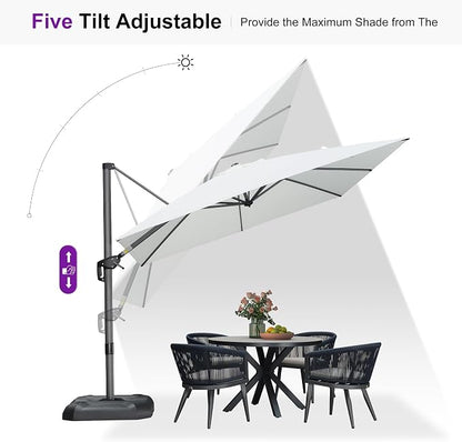 PURPLE LEAF Patio Outdoor Umbrella 9' x 9' Square All-Weather White | Large - Image 6