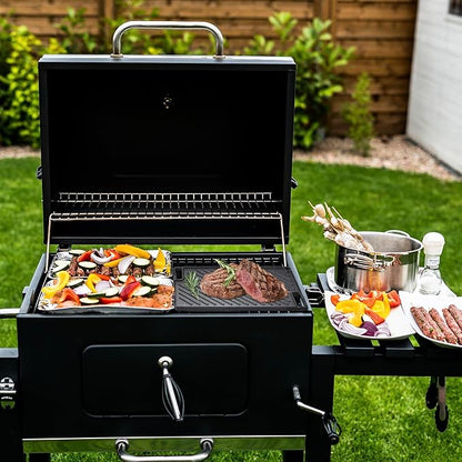 VEVOR Reversible Grill/Griddle, 17x10'' Pre-Seasoned Cast Iron Griddle, Rectangular Double Burner Griddle Pan, Non-Stick Family Pan Cookware with Handles, Flat Top Plate for BBQ, Gas Grill, Black