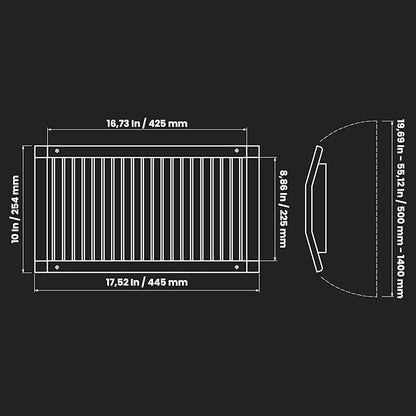 Repa Market 17" x 9" Inch Air Exhaust Grille for Round Ducts - Adjustable Louvre Blades - Galvanized Air Supply Vent Cover - Side Fit Round Surface Canal Ducting from 19.68" to 55" Inches