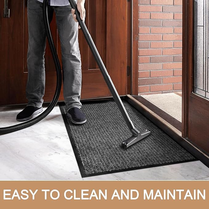 Durable Indoor Outdoor Door Mats for Entryway, Heavy Duty Front Door Mat, 48” x 24” Low Profile Welcome Mats for Entry, Stain and Fade Resistant Indoor Outdoor Entrance Mat