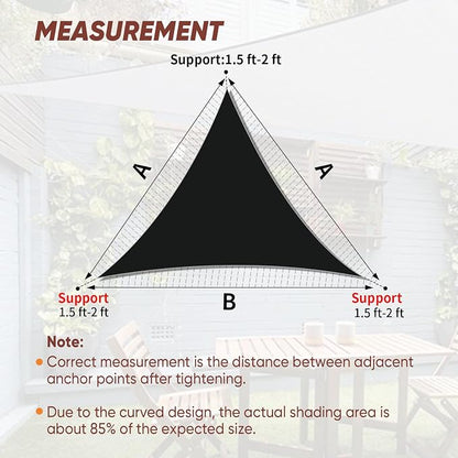 Shade&Beyond Custom Sun Shade Sail 10'x11'x14.9' Triangle Black Sun Sail Shades - Image 6