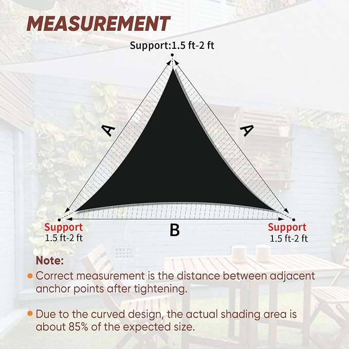 Shade&Beyond Custom Sun Shade Sail 7'x7'x9.9' Triangle Black Sun Sail Shades - Image 6