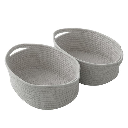 2 Pack Gift Basket with Gift Bag and Ribbons,Small Rope Woven Shelf Storage,Baskets for Gifts Empty,Birthday,Baby Shower,Decorative Organizer Box with Handles(Grey)