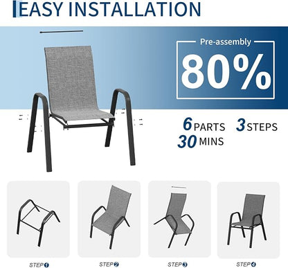 Patio Chairs Set of 6, Stackable Chairs - Image 6