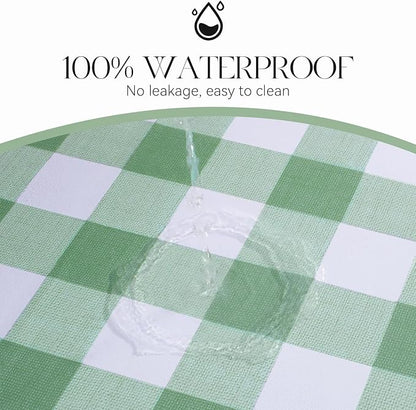 MOSAYT Rectangle Vinyl Tablecloth, 100% Waterproof Buffalo Gingham Plastic Table Cloth, Heavy Duty Wipeable Table Covers for Picnic, Outdoor, Camping - 54 x 120, Green