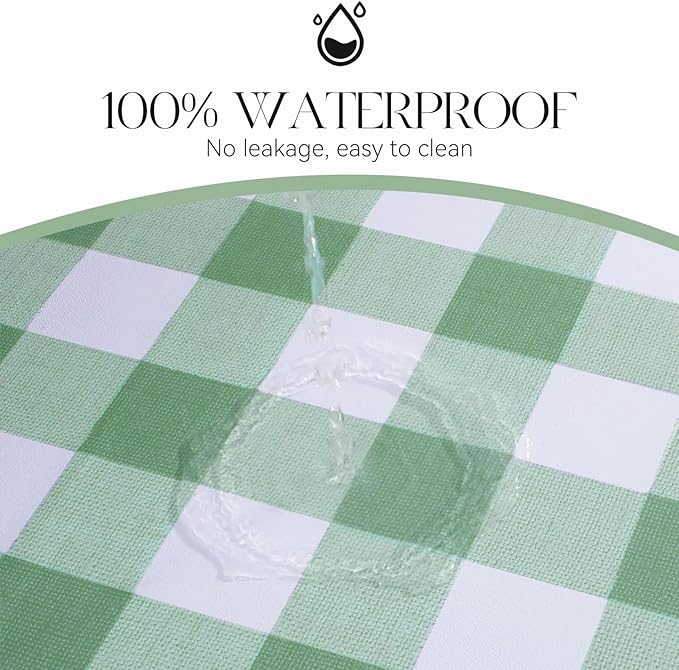 MOSAYT Rectangle Vinyl Tablecloth, 100% Waterproof Buffalo Gingham Plastic Table Cloth, Heavy Duty Wipeable Table Covers for Picnic, Outdoor, Camping - 54 x 78, Green