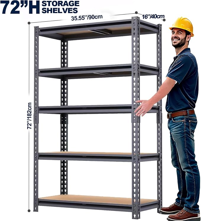 Heavy Duty Storage Rack, 35.55''×16''×72'' Outdoor Storage Shelves, Free - Image 3