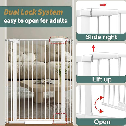 40.55" Tall 1.37" Ultra Narrow Spacing Dogs Pets Baby Gate for Doorway Hallway Safety Proof Indoor 34.05-45.86" Extra Wide Puppy Pressure Mounted No Drill Walk Through White Metal