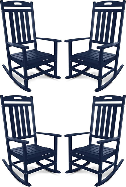 Outdoor Rocking Chair Set of 4, All-Weather Resistant Poly Lumber Rocker Chair by Adiromoti