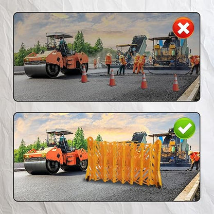 Yeeoy 13 Foot Safety Barrier, Expandable Mobile Barricade System, Commercial Foldable Barriers, Portable Traffic Barricade Fence for Construction, Traffic Control, Driveway Gate