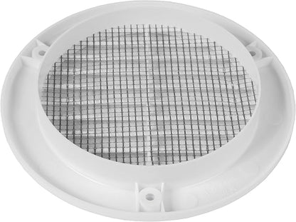 Repa Market 4 Inch (Opening) White Round Air Vent Cover - Pack of 2 Plastic Fresh Air Intake Vent - Grill Cover with Nylon Mesh Screen - Wall or Ceiling HVAC Return Air Register - Modern Soffit Vents