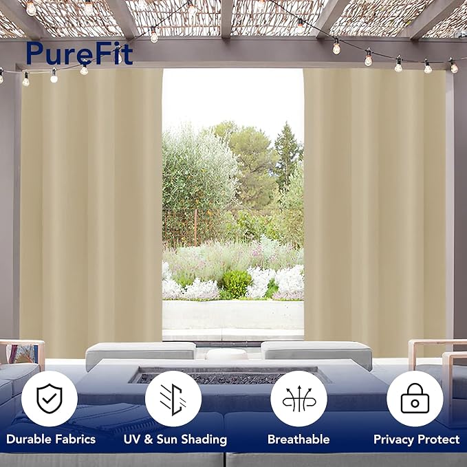 PureFit Outdoor Curtains for Patio Waterproof Weatherproof Outside Curtains | - Image 3