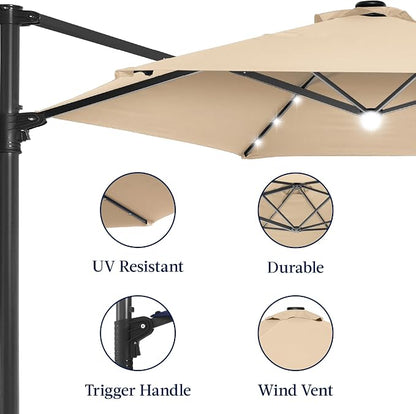 Best Choice Products 10ft Solar LED Offset Cantilever Hanging Market Patio - Image 8
