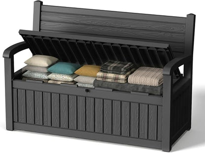 120 Gallon Outdoor Storage Bench, Lockable Patio Storage Bench, by KFY
