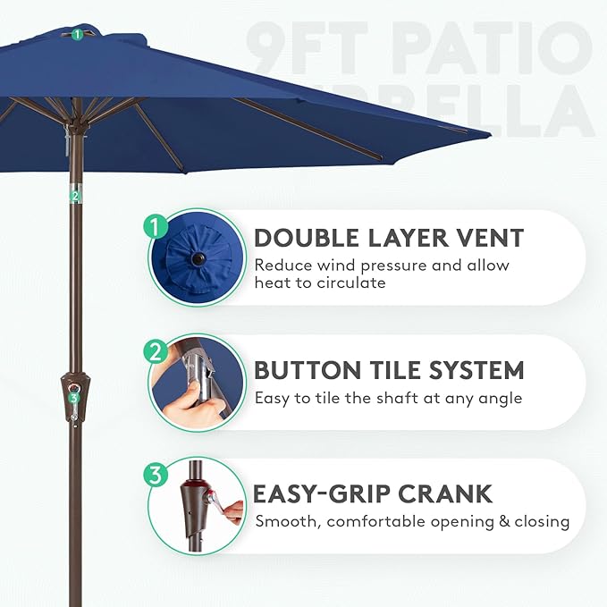 JEAREY 9FT Outdoor Patio Umbrella, Market Umbrella - Image 2