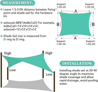 Shade&Beyond 8'x18' Sun Shade Sail Canopy Rectangle, UV Block Breathable Curved - Image 6