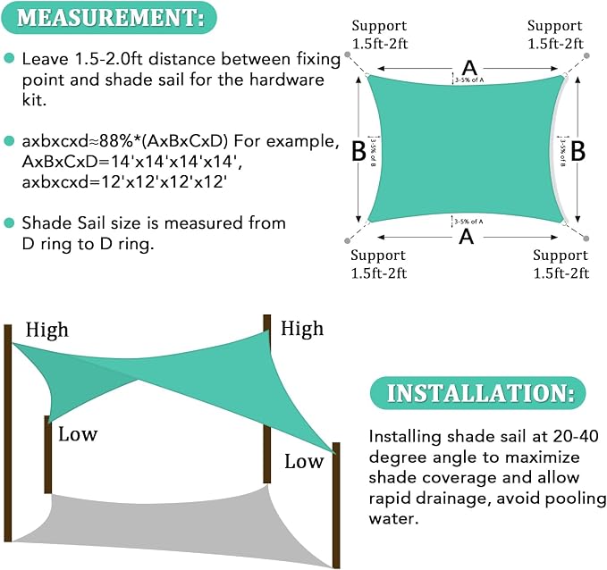 Shade&Beyond 9'x11' Sun Shade Sail Canopy Rectangle, UV Block Breathable Curved - Image 6