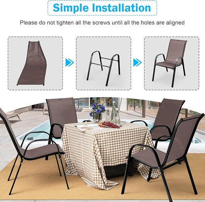 MEDIMALL Patio Chairs, Stackable Patio Chairs Set of 4, Outdoor Dining Chairs - Image 7