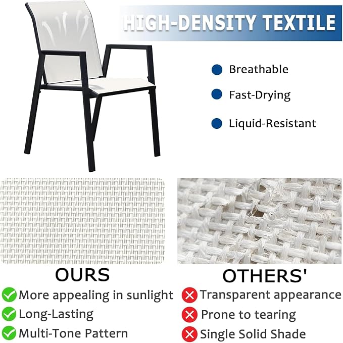 Outdoor Patio Chairs Set of 2, Oyster Beige Stackable Outdoor Chairs, - Image 4