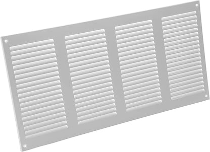 Vent Systems 16'' x 8'' Inch (Overall Dimensions) White Metal Air Vent Cover - Louvered Rectangular Return Grill with Built-in Protective Mesh Screen - HVAC Ventilation Grille for Home Improvement