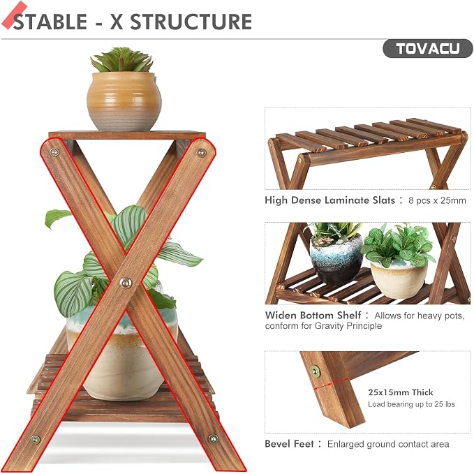 Small Plant Stand Shelf 2 Tier Desk Table Top Flower Succulent Stand | Indoor - Image 5