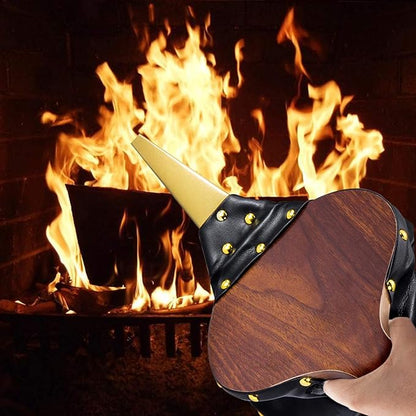 goldblue 17" x 7.5" Fireplace Wood Bellows Fireplace Bellows Outdoors Barbeque Grill Chimney Hand Bellow Wood Bellows