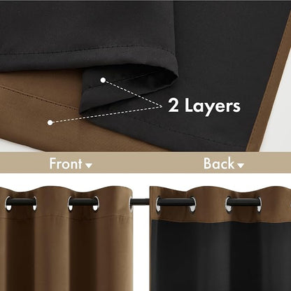 MIULEE Brown 100% Blackout Curtains - Image 3
