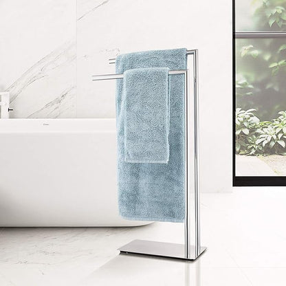 Freestanding Double Towel Racks Bathroom Accessories Towel Holder Stand on Floor Brass Chrome