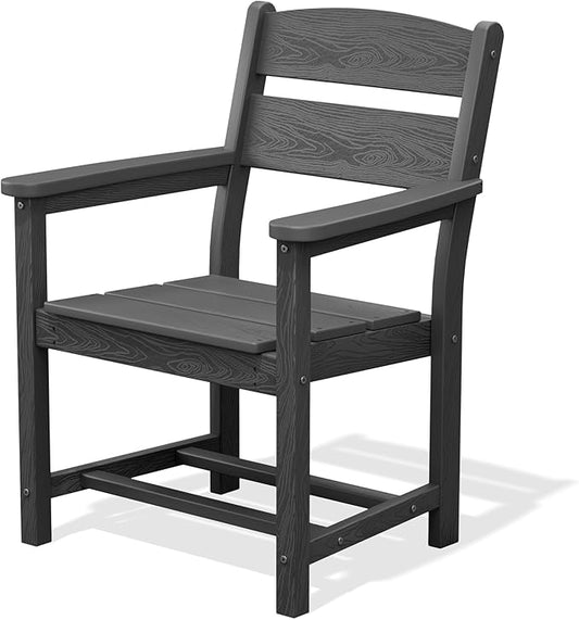 SERWALL HDPE Outdoor Dining Chair, Patio Dining Chair for Deck, Gray